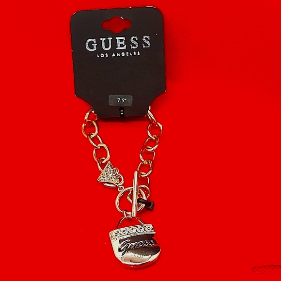 GUESS RoseGoldTone Charm Bracelet with Rhinestones - Picture 2 of 4